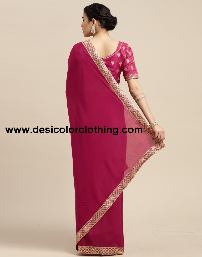 Cherry Pink Silk Saree