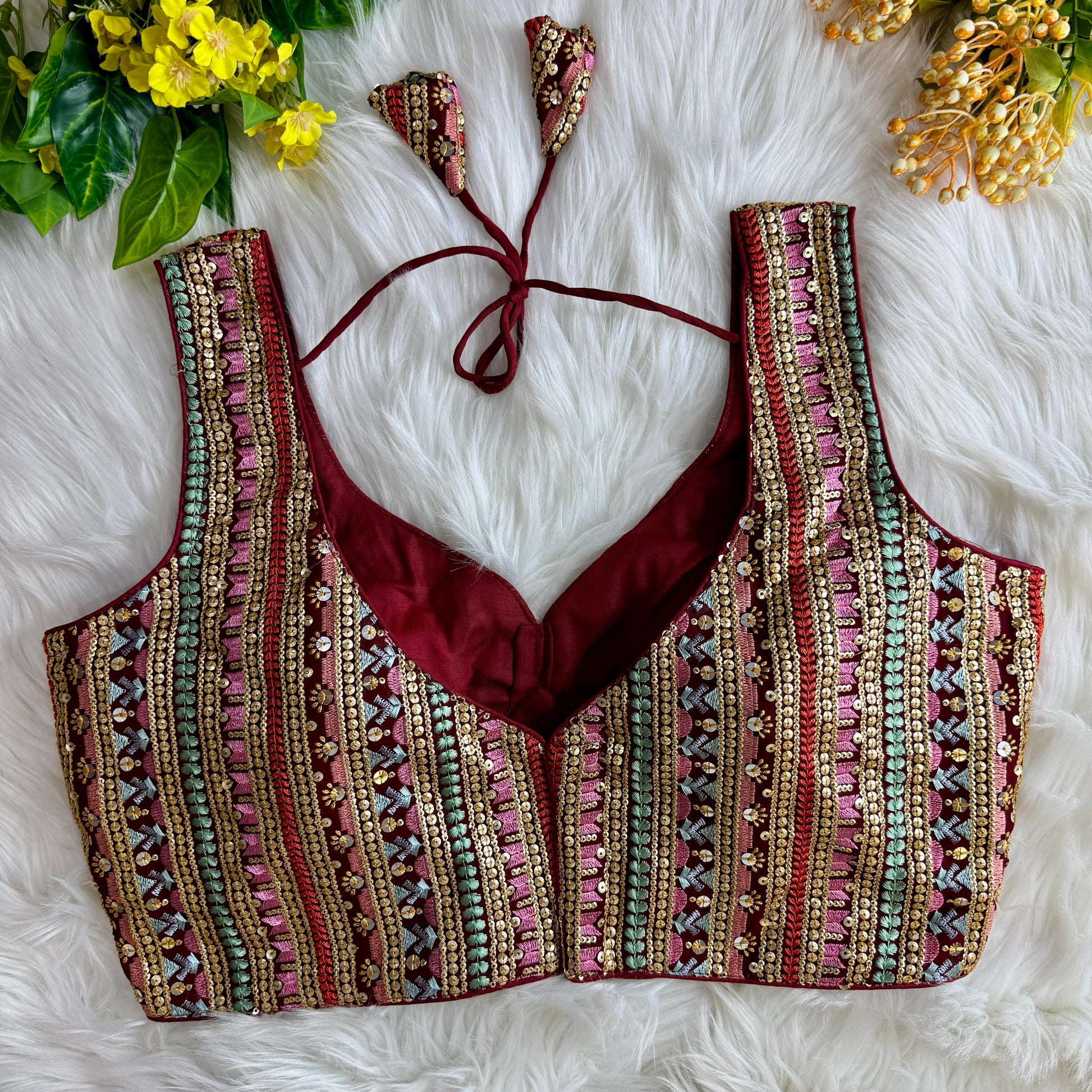 Product Image - Designer Georgette Partywear Blouse with Multi-Thread Embroidery