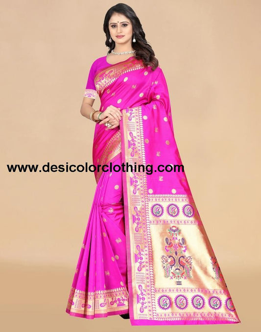 Pink Paithani Silk Saree