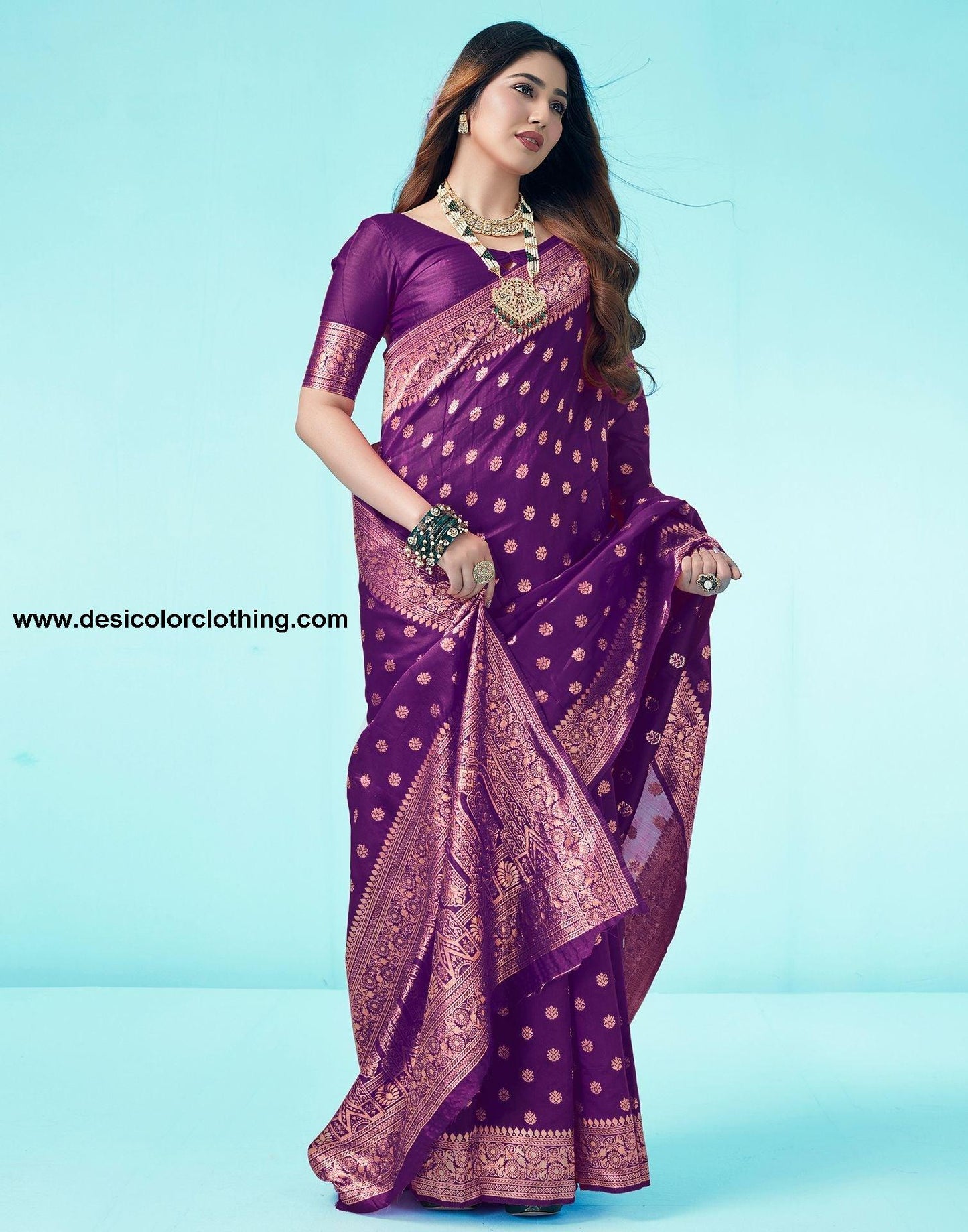 Dark Purple Jacquard Silk Saree