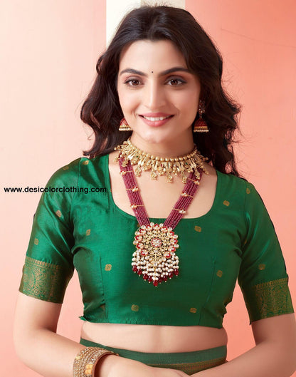 Dark Green Jacquard Silk Saree