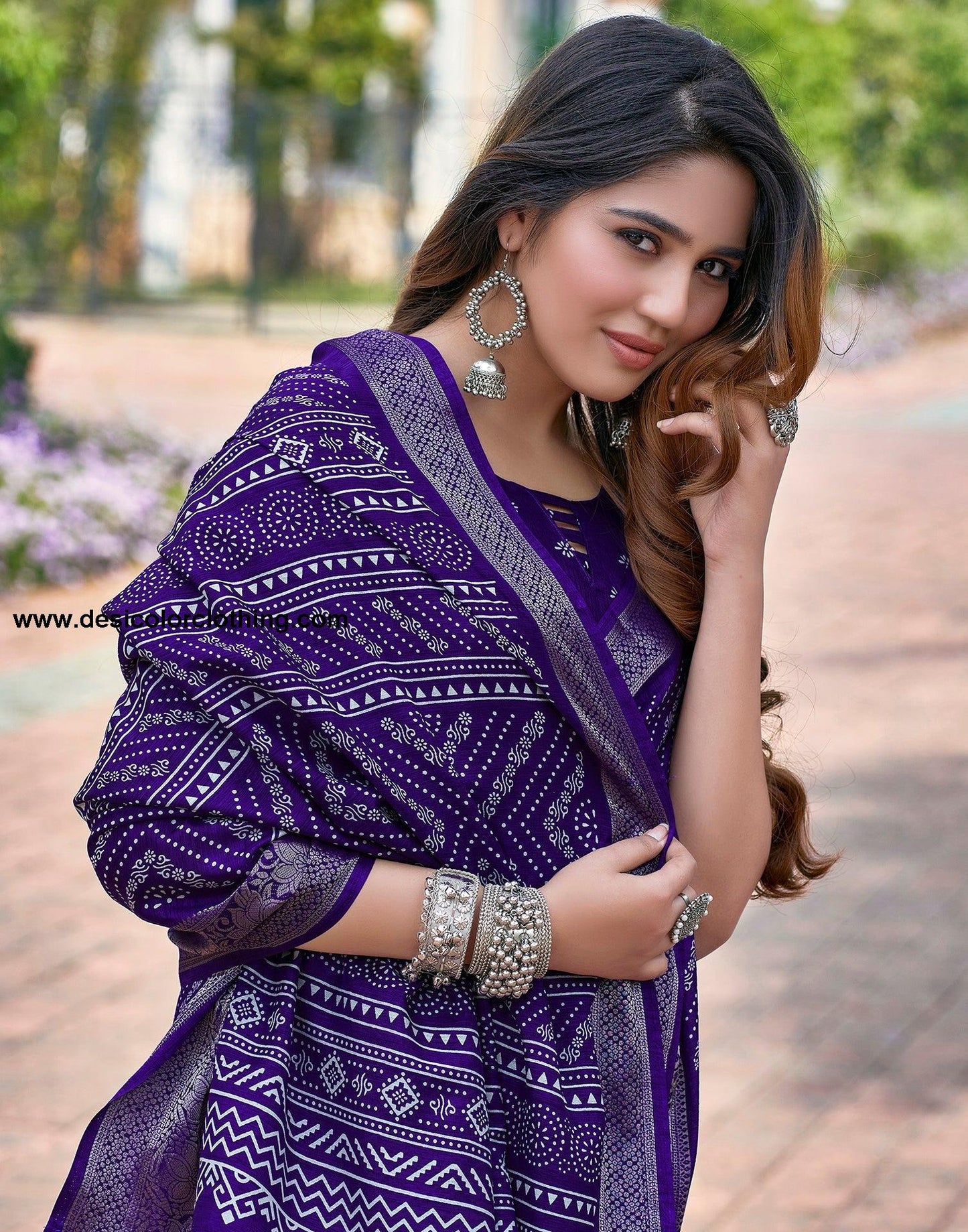 Voilet Silk Printed Saree
