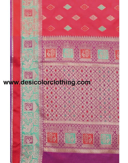 Pink Coloured Poly Silk Jacquard Partywear saree
