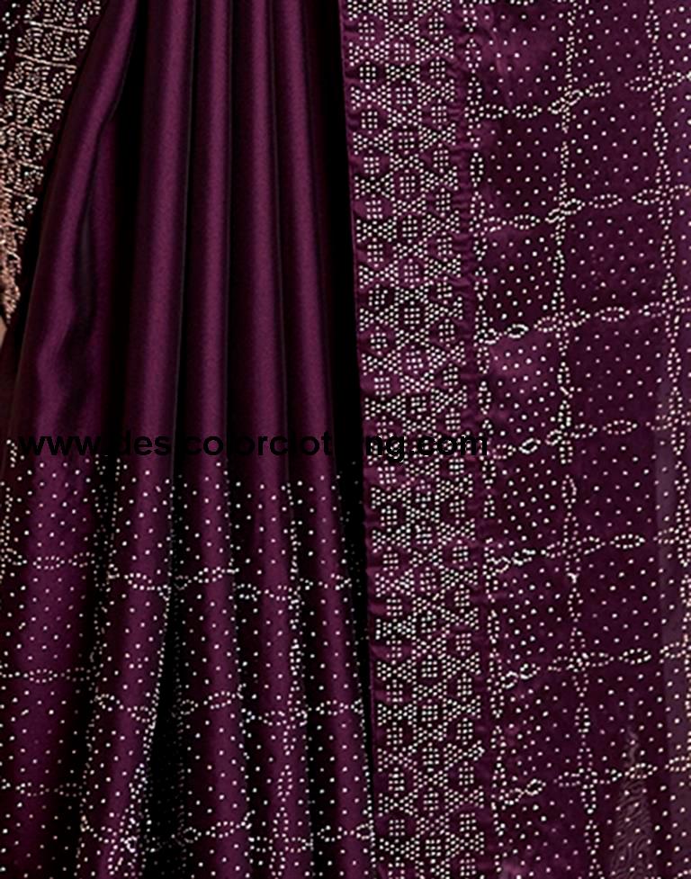 Deep Purple Georgette Plain Saree