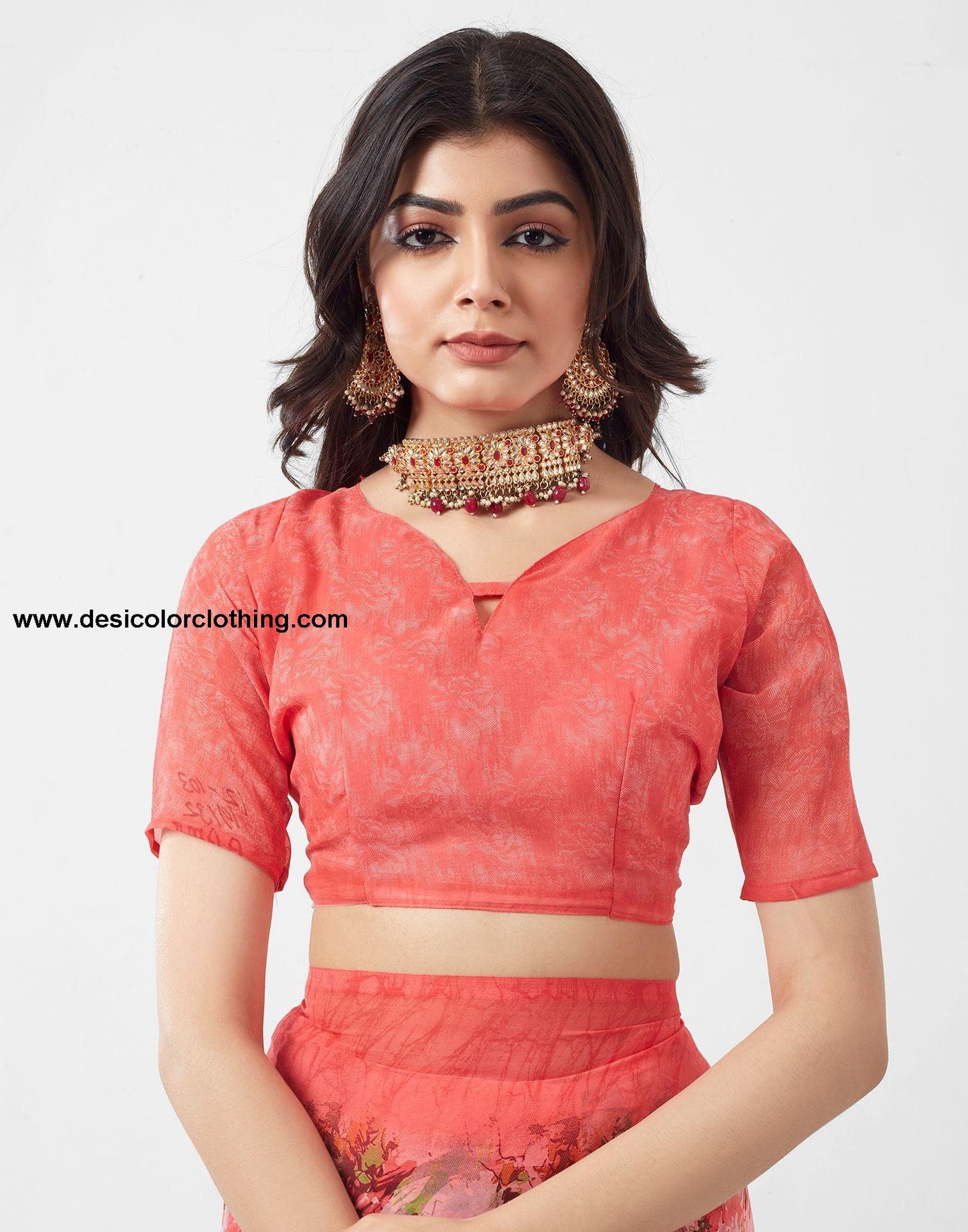 Rose Pink Printed Georgette Saree