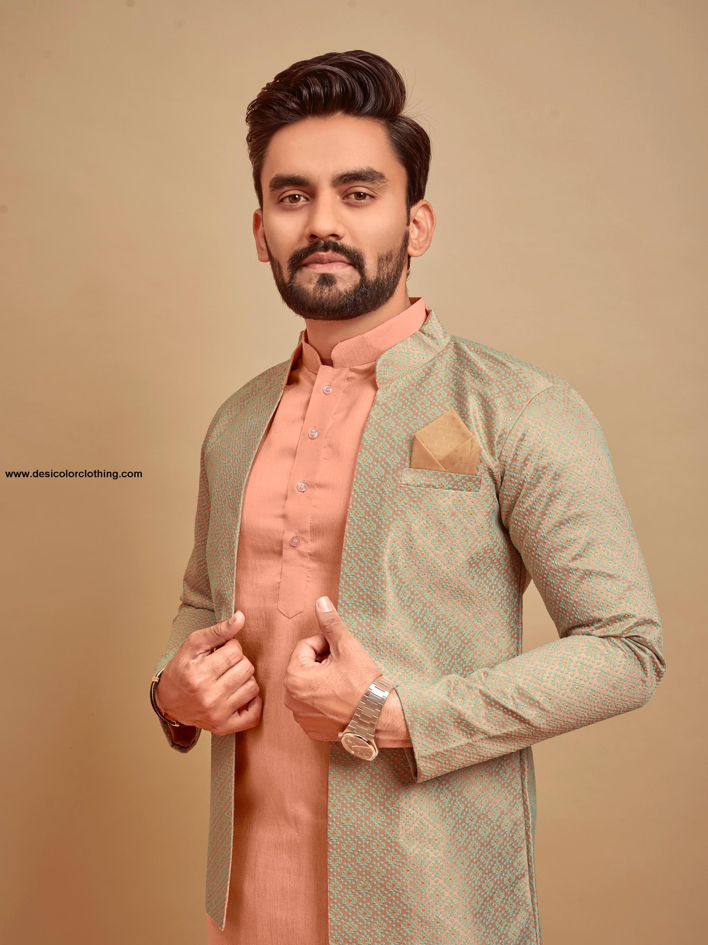 Bluevery Fashion Indo Western Style Jacket with Polo Pant Pair