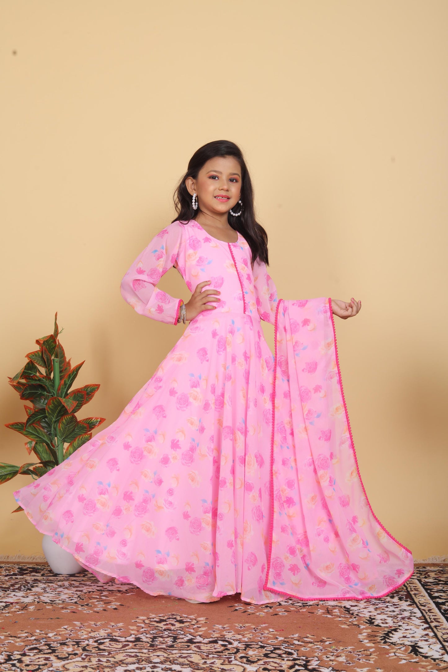 Product Image - Beautiful Kids Gown Set - Heavy Fox Georgette
