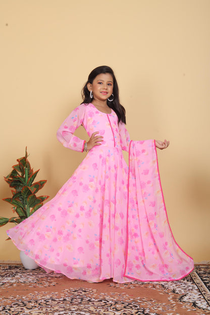 Product Image - Beautiful Kids Gown Set - Heavy Fox Georgette