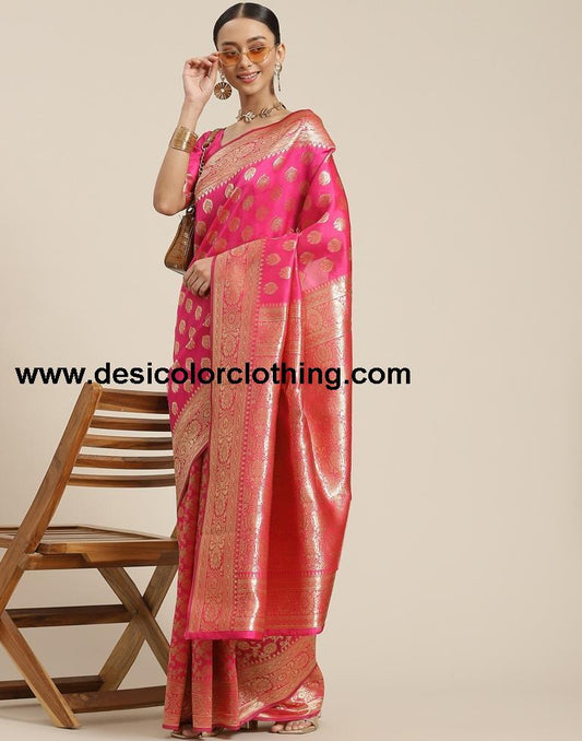 Pink Weaving Silk Saree