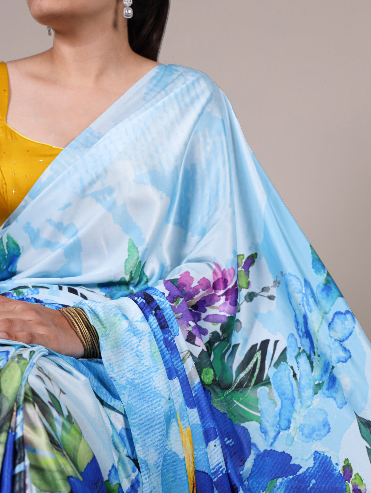 Product Image - Designer Satin Saree - Elegant Festive & Wedding Outfit