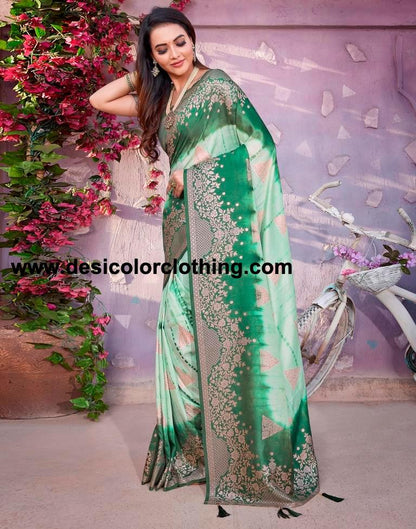 Olive Green Cotton Woven Saree