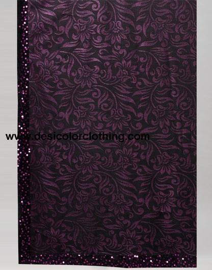 Wine And Black Woven Saree | 2324S212