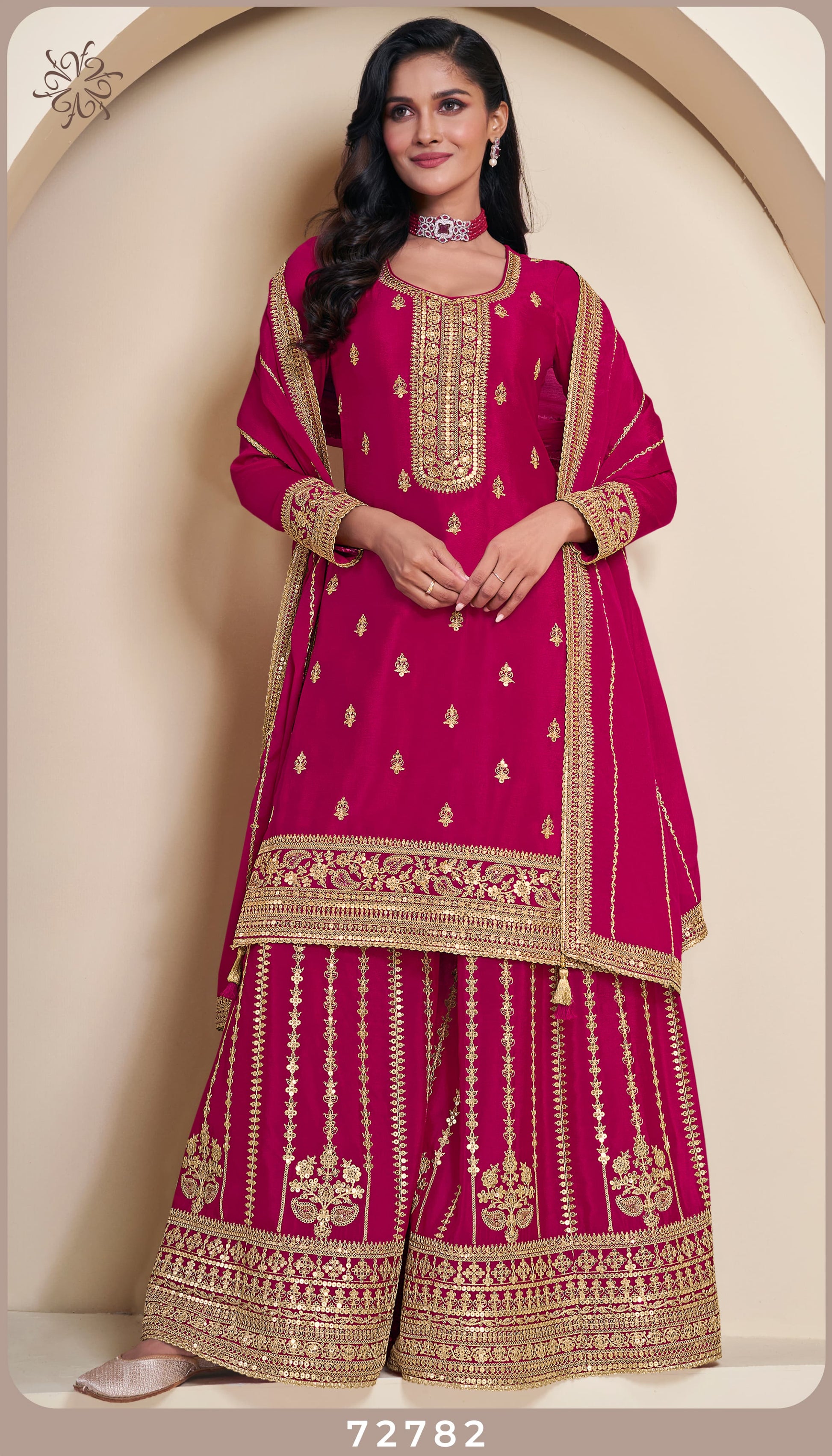 Product Image - KULEESH - SANGEET Designer Georgette Saree - Embroidered Chinon Fabric