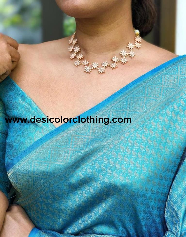 Sky Blue Kanjivaram Silk Saree