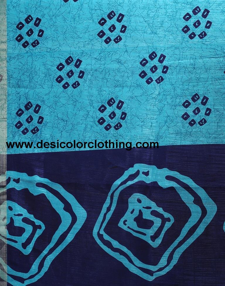 Sky Blue Bandhani Cotton Saree