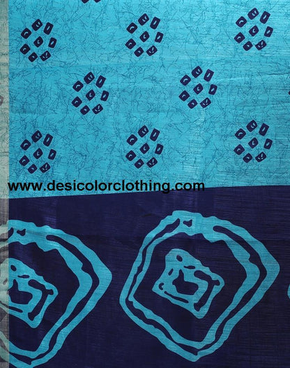 Sky Blue Bandhani Cotton Saree