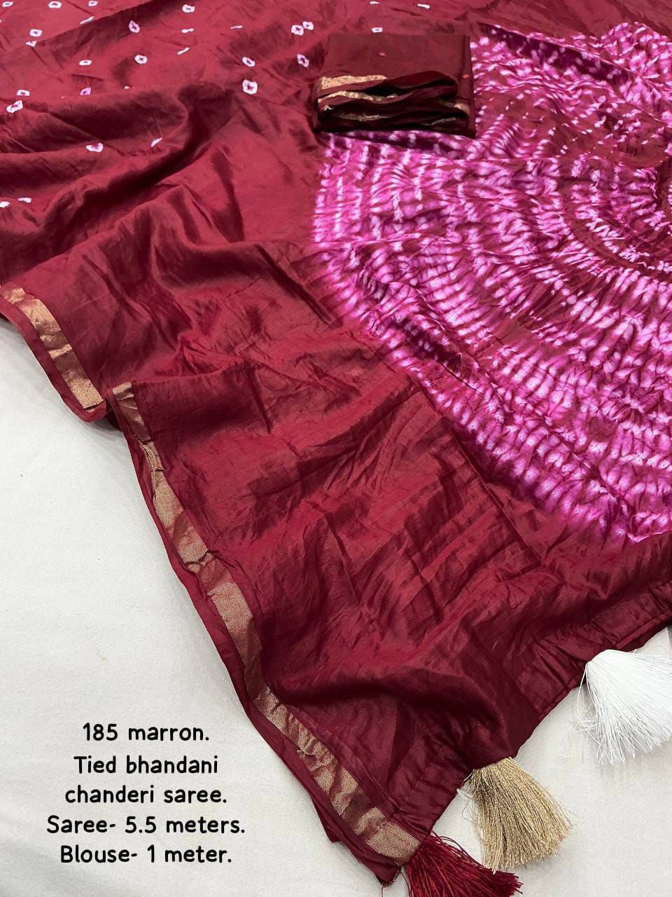 Product Image - Exquisite Pure Chanderi Hand Tie-Dye Bandhani Saree