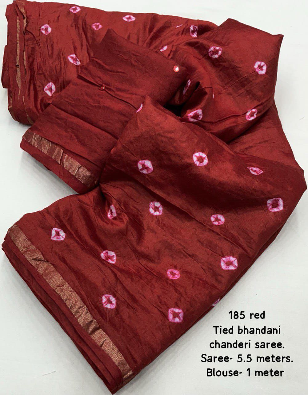 Product Image - Exquisite Pure Chanderi Hand Tie-Dye Bandhani Saree