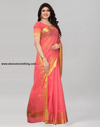 Peach Cotton Silk Saree | 807S2
