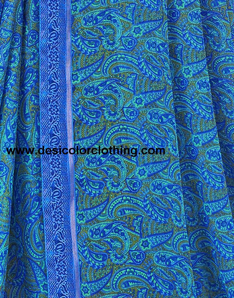 Dark Blue Georgette Printed Sarees