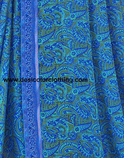 Dark Blue Georgette Printed Sarees