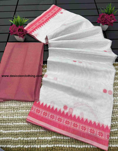 White Cotton Woven Saree