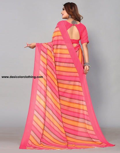 Pink & Multicoloured Georgette Printed Saree