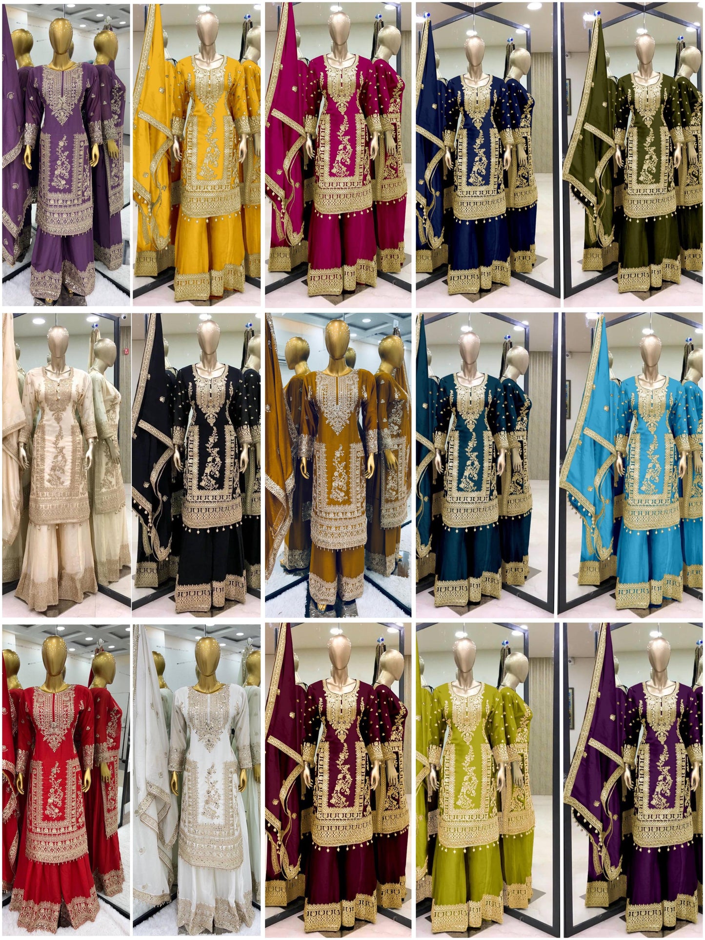 Product Image - Designer Georgette Wedding Saree - Pure Chinnon Silk with Heavy Embroidery