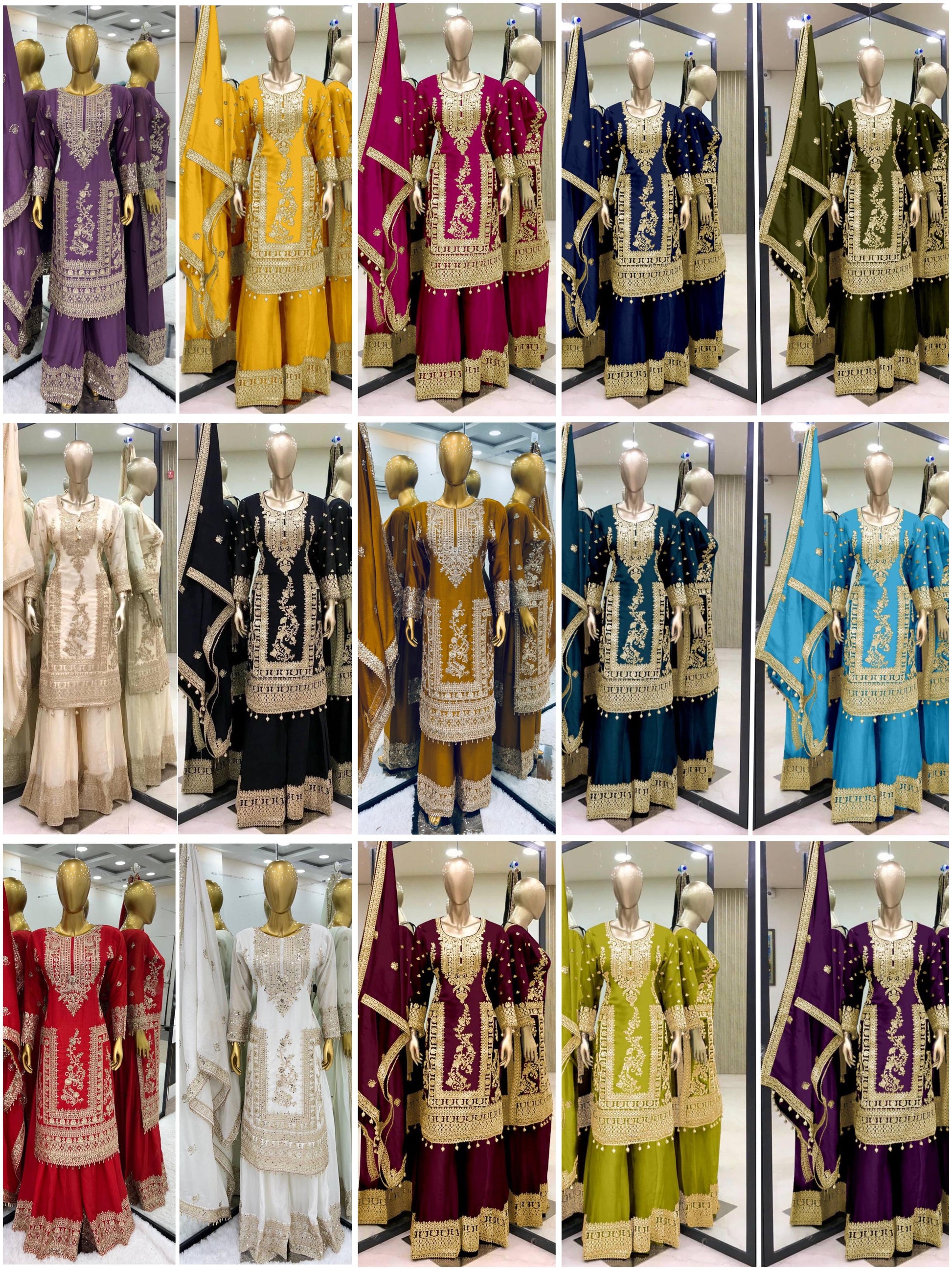 Product Image - Designer Georgette Wedding Saree - Pure Chinnon Silk with Heavy Embroidery