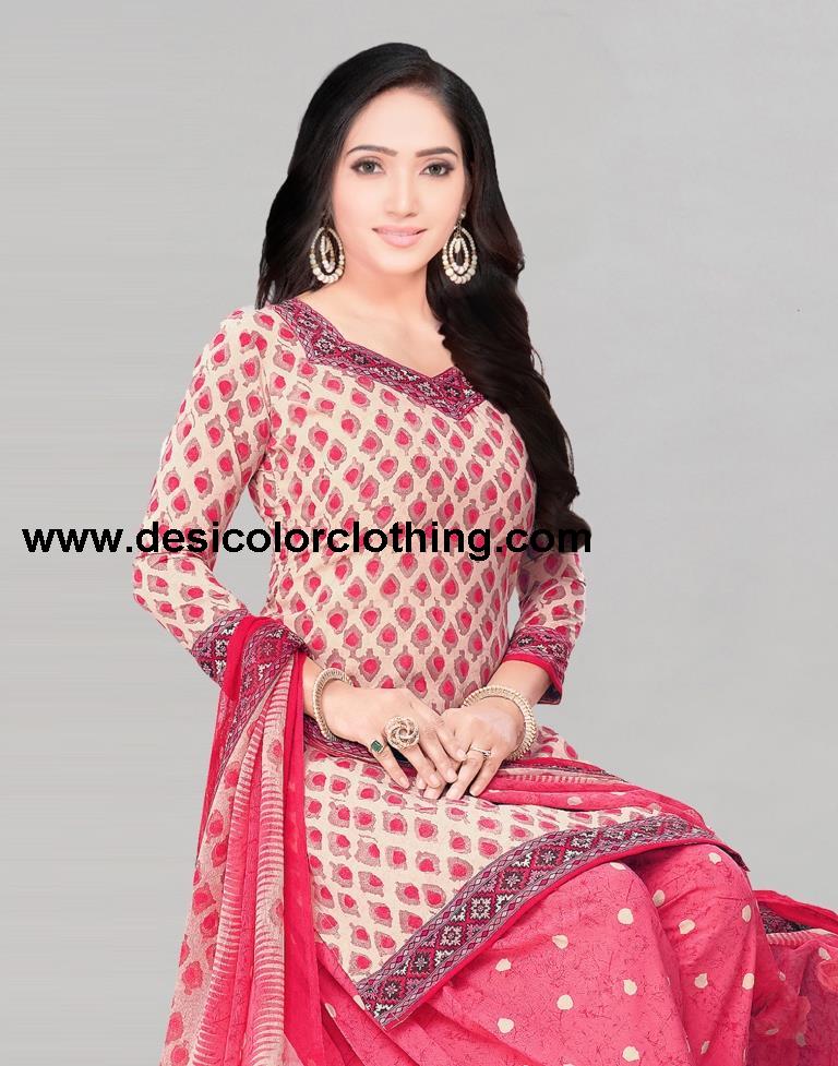 Printed Polyester Unstitched Salwar Suit Material