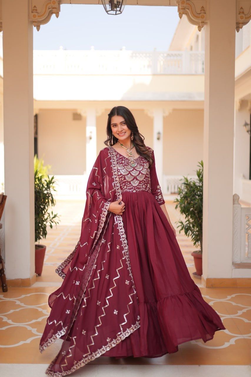 Product Image - Designer Georgette Festive Gown with Dupatta