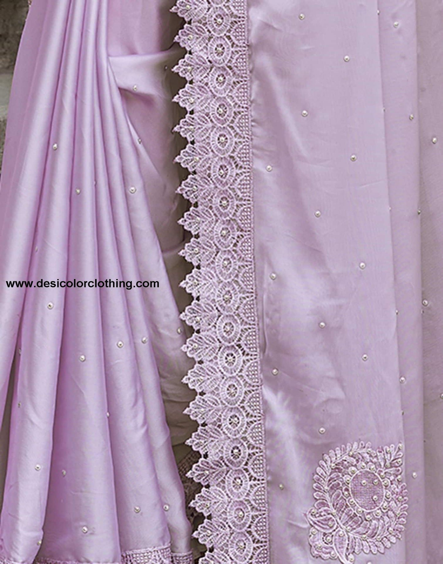 Purple Swarovski Georgette Stone Work Saree