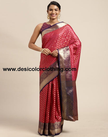 Dark Pink Silk Saree