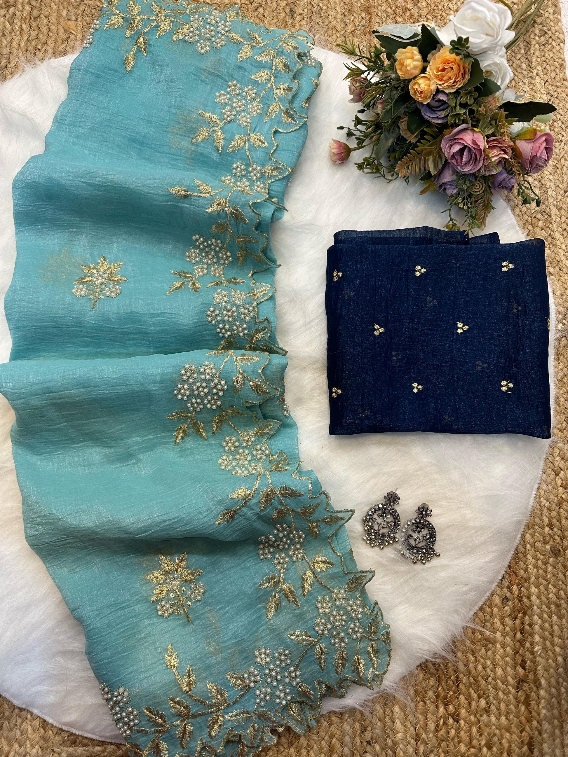 Product Image - Crunchy Crush Soft Saree with Exquisite Embroidery