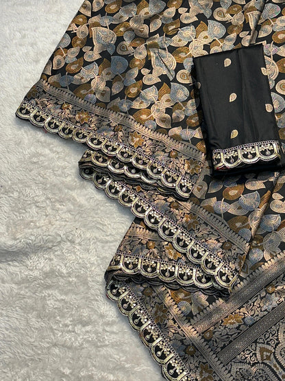Product Image - Elegant Pure Soft Silk Saree with Embroidery