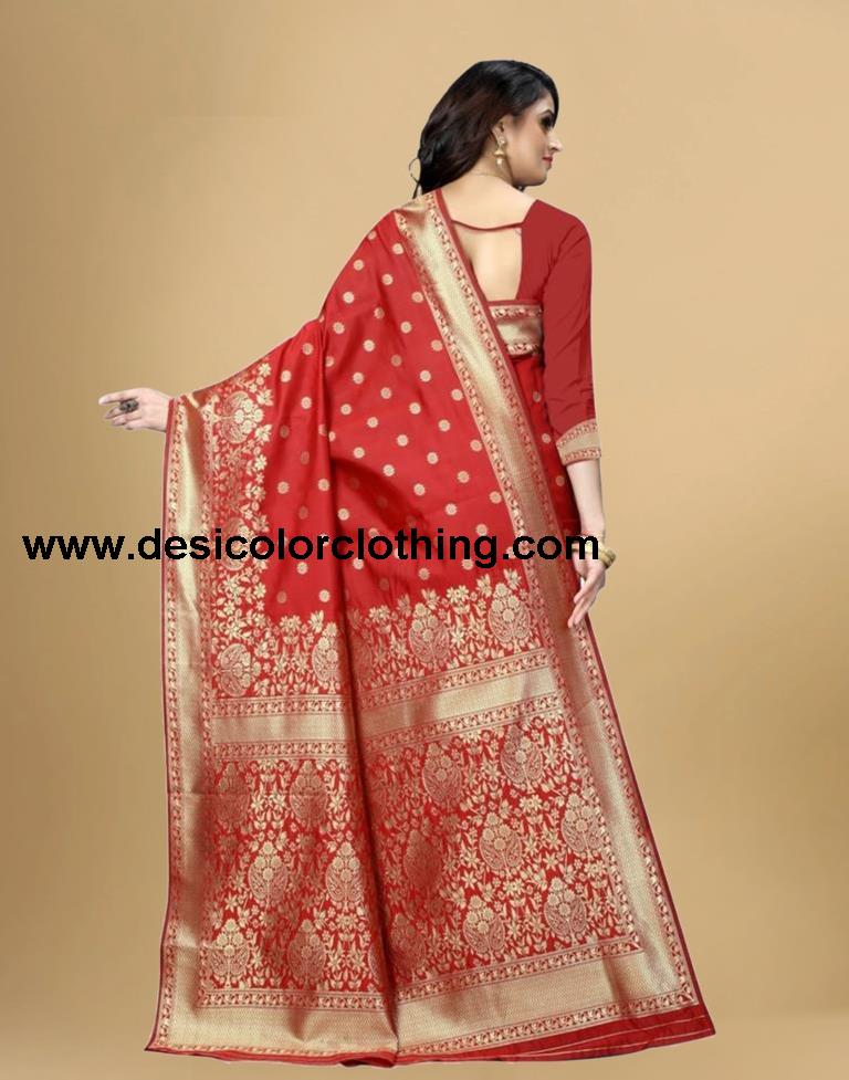 Red Jacquard Banarasi Silk Saree