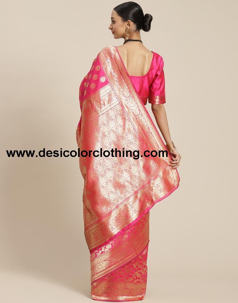 Pink Weaving Silk Saree