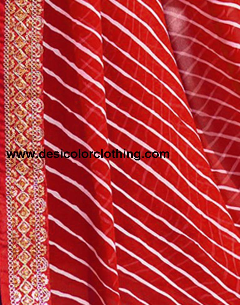 Red, White Georgette Saree