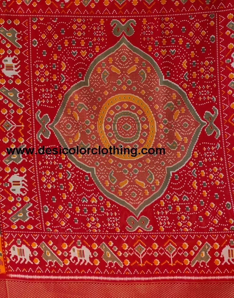 Red Silk Printed Saree