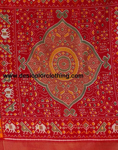 Red Silk Printed Saree