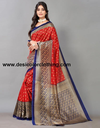 Red Printed Silk Saree
