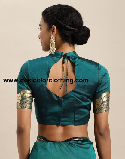 Dark Teal Blue Silk Saree