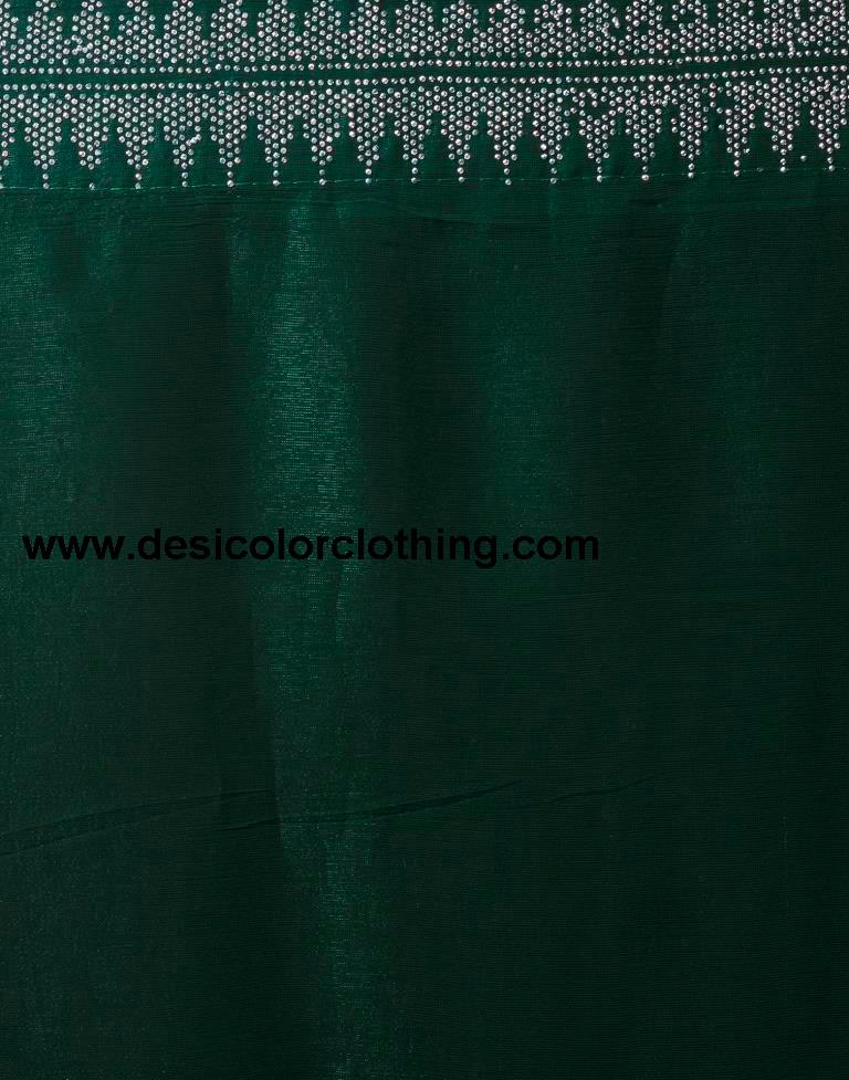 Dark Green Chiffon Plain Saree