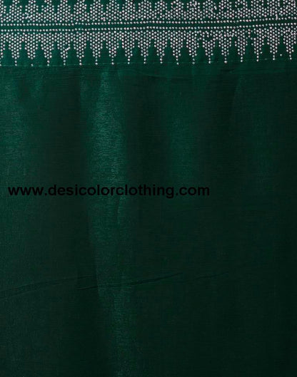 Dark Green Chiffon Plain Saree