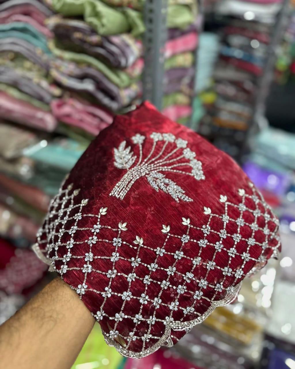 Product Image - Premium Designer Georgette Saree with Khatli Cut Dana Handwork | Festive Wear