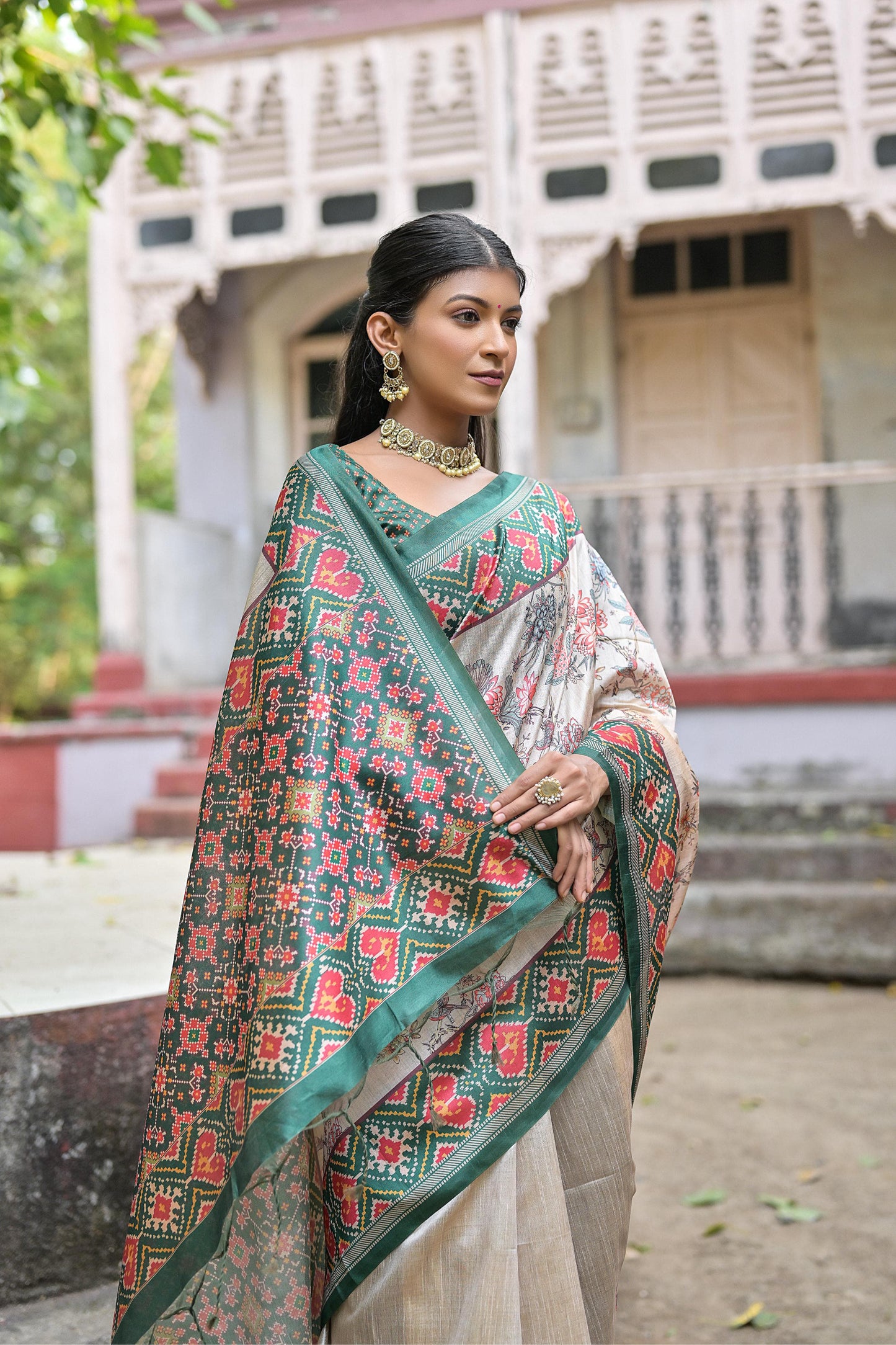 Product Image - Yogita Patola Designer Saree in Tussar Silk with Patola Print