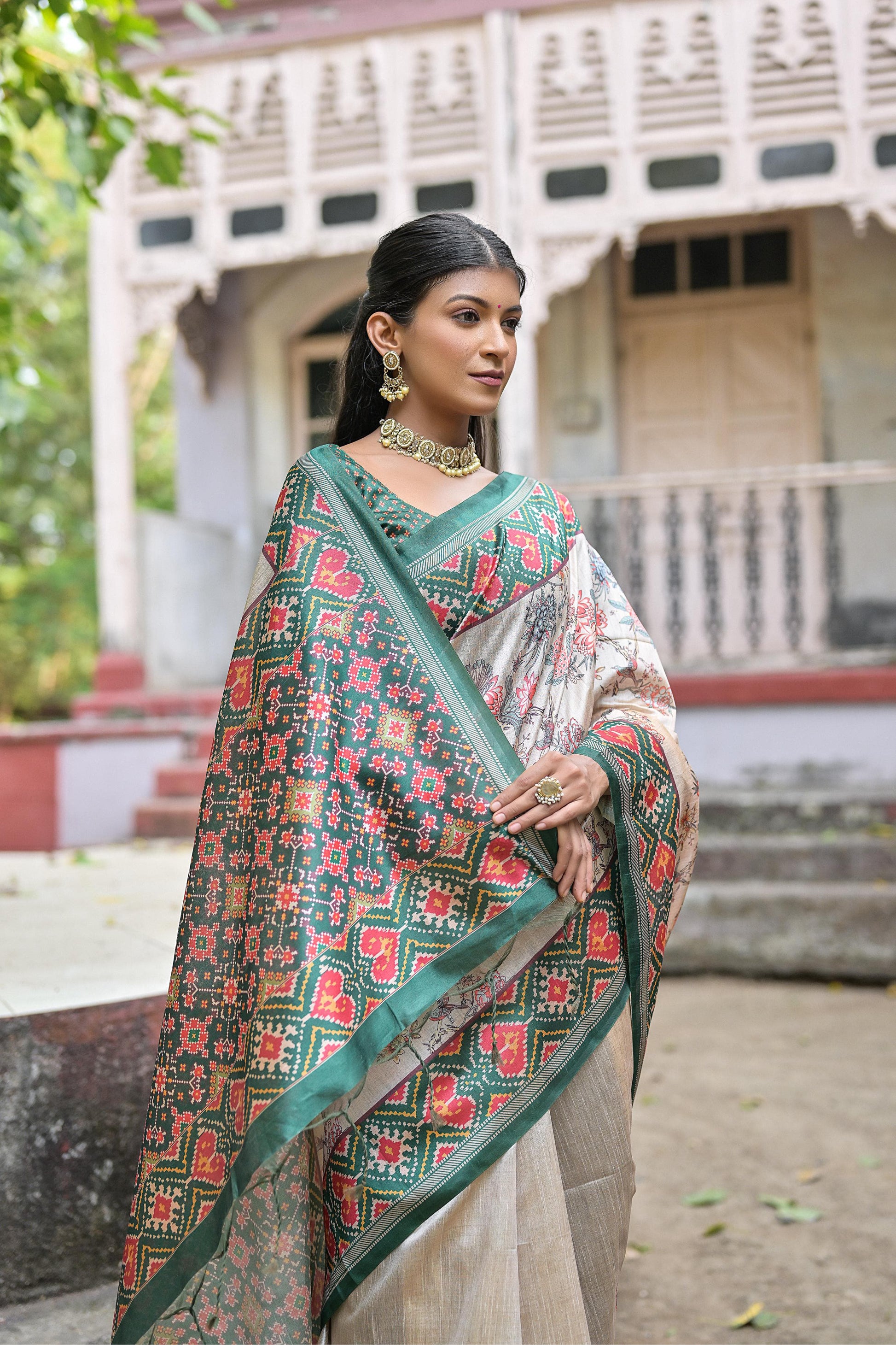 Product Image - Yogita Patola Designer Saree in Tussar Silk with Patola Print