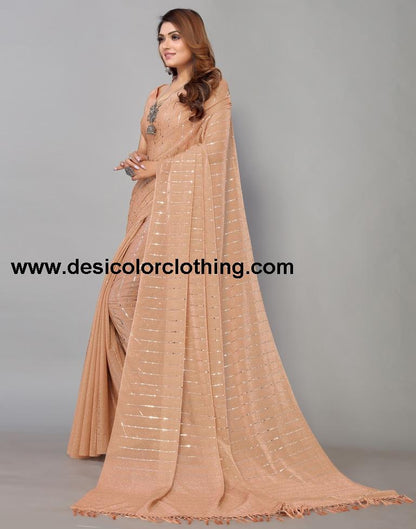 Peach Printed Saree