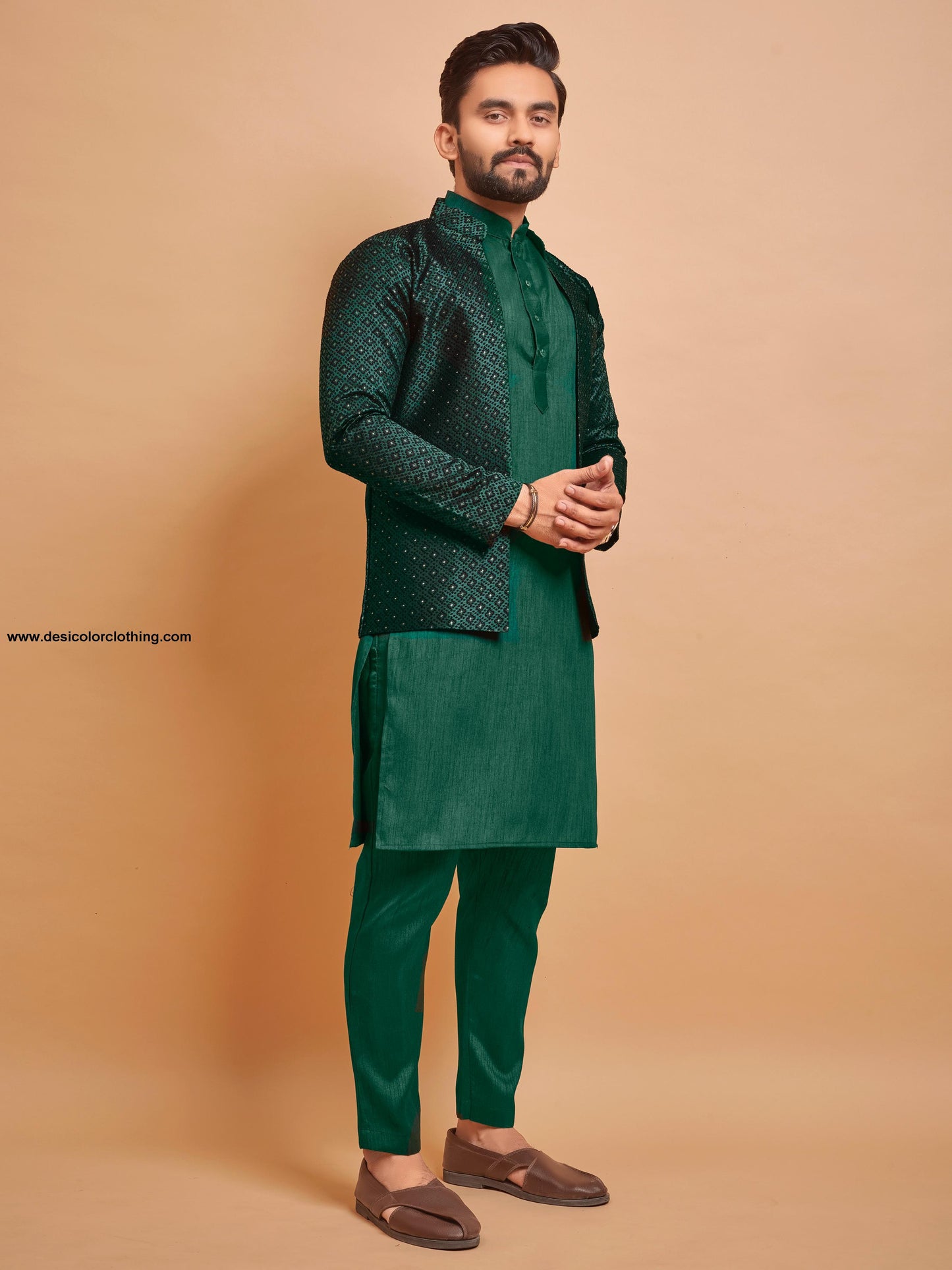 Bluevery Fashion Indo Western Style Jacket with Polo Pant Pair