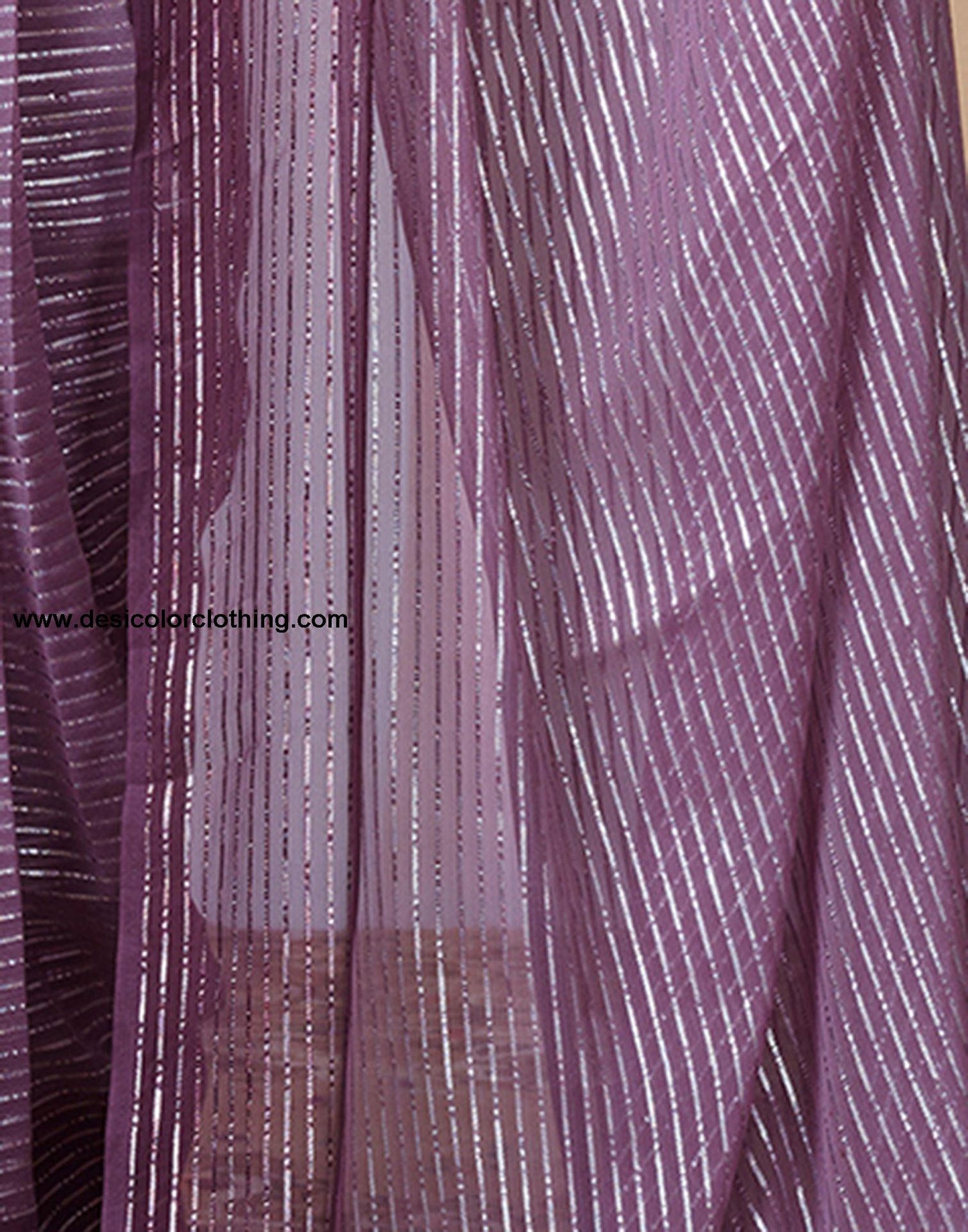 Deep Purple Plain Georgette Pre-Draped Saree